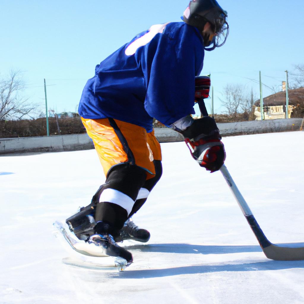 Person playing ice hockey position