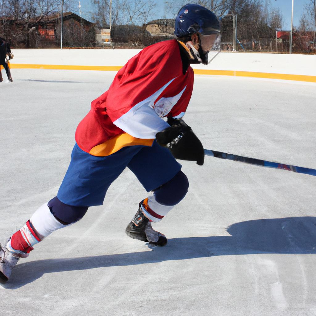 Person playing ice hockey skillfully