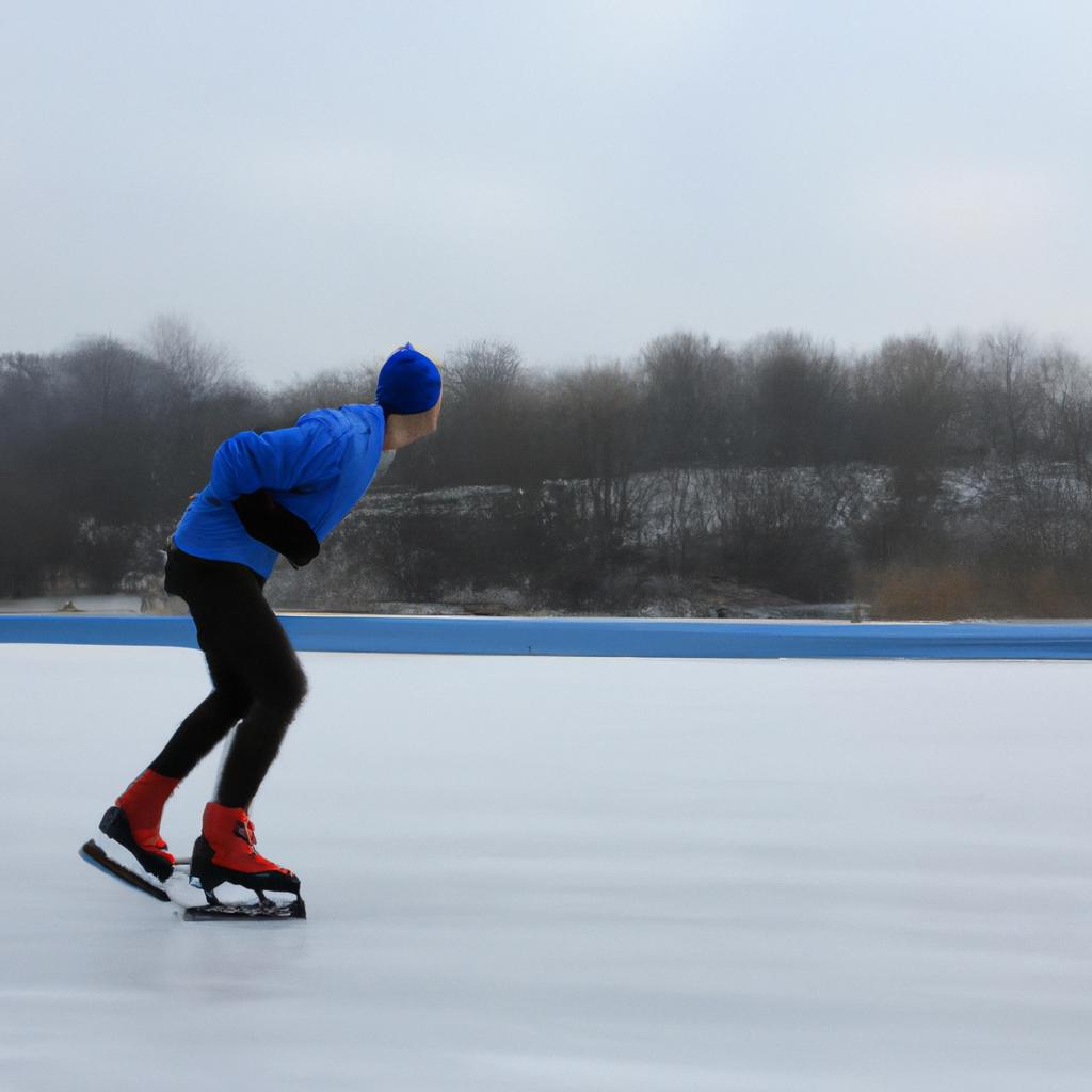 Person speed skating on ice